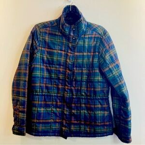 RALPH LAUREN LRL  Sz L Plaid Light Puff Inside Drawstring Funnel Neck Jacket